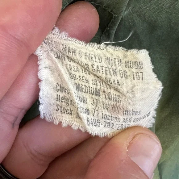 Vintage 1960s US Military M-65 Hooded Field Jacket Medium Army OG-107 No Liner - Picture 5 of 16